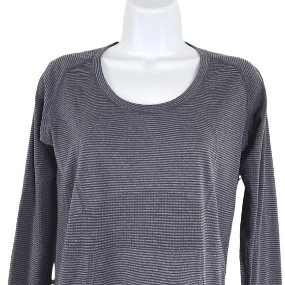 Lululemon Swiftly Tech Top Long Sleeve Blue Striped Women's Size 8 - Picture 3 of 5